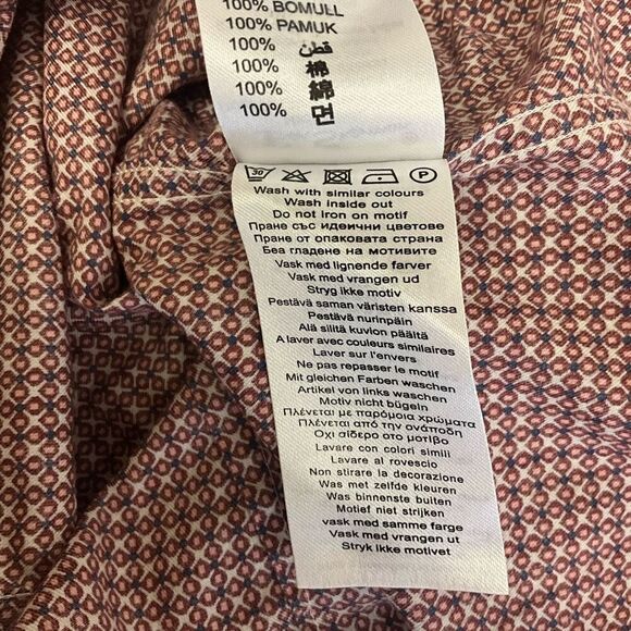 Ben Sherman Men’s Small Red Black Geometric Print Long Sleeve Button Down Shirt - Picture 12 of 13